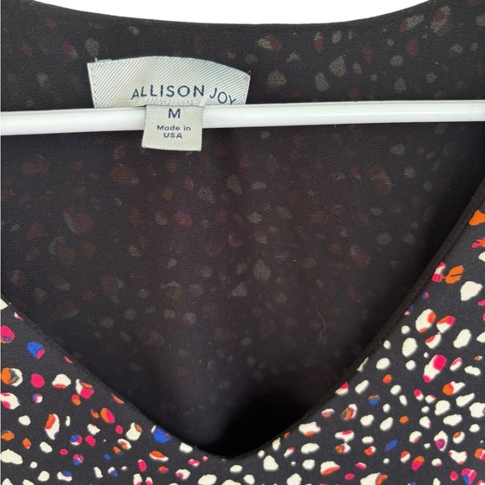 Evereve Allison Joy Marlee Shift Dress Black w/ Multicolor Dots Size Medium - Picture 3 of 6